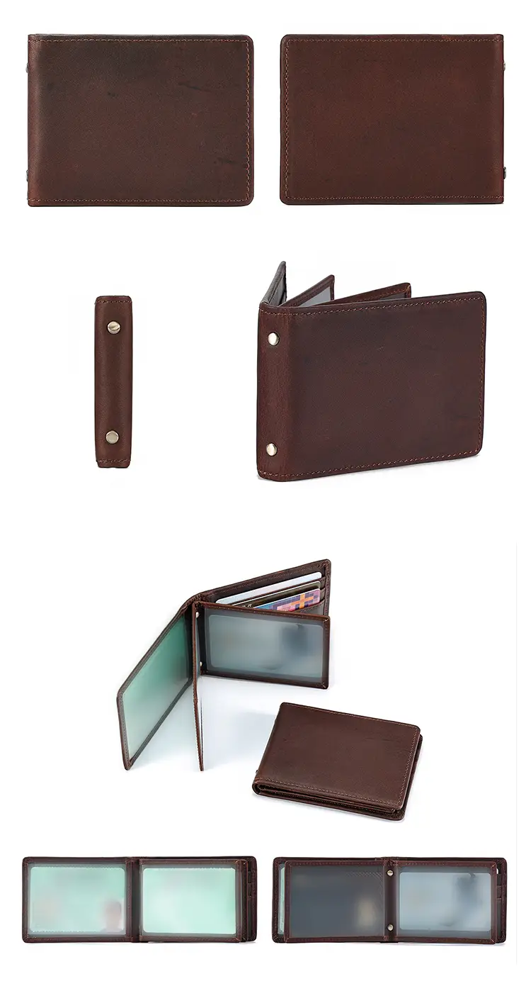 Transparent ID window for quick access – BEARKY QY29 slim leather wallet